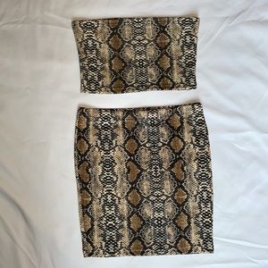 Snake Skin Bodycon Two Piece Set